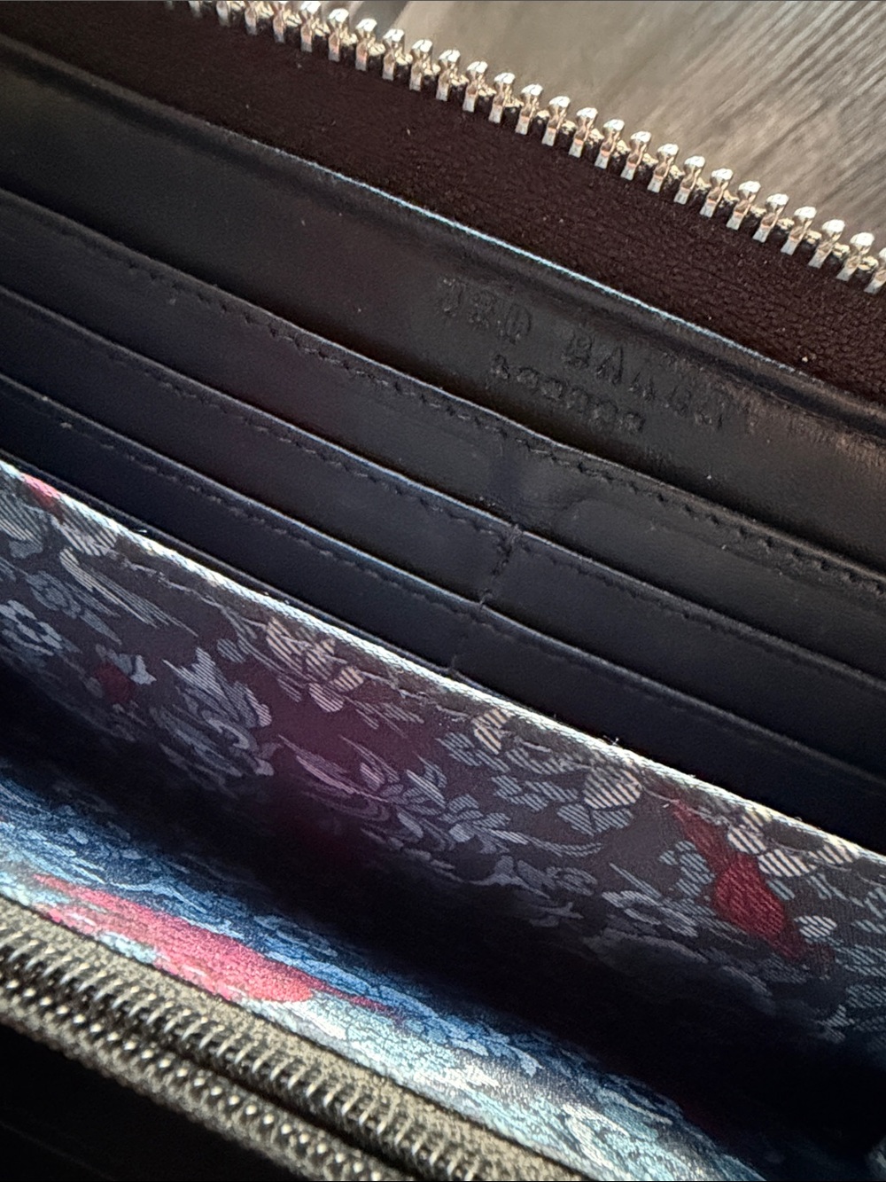 Ted Baker London Black with Blue Floral designed wallet - Picture 3 of 4